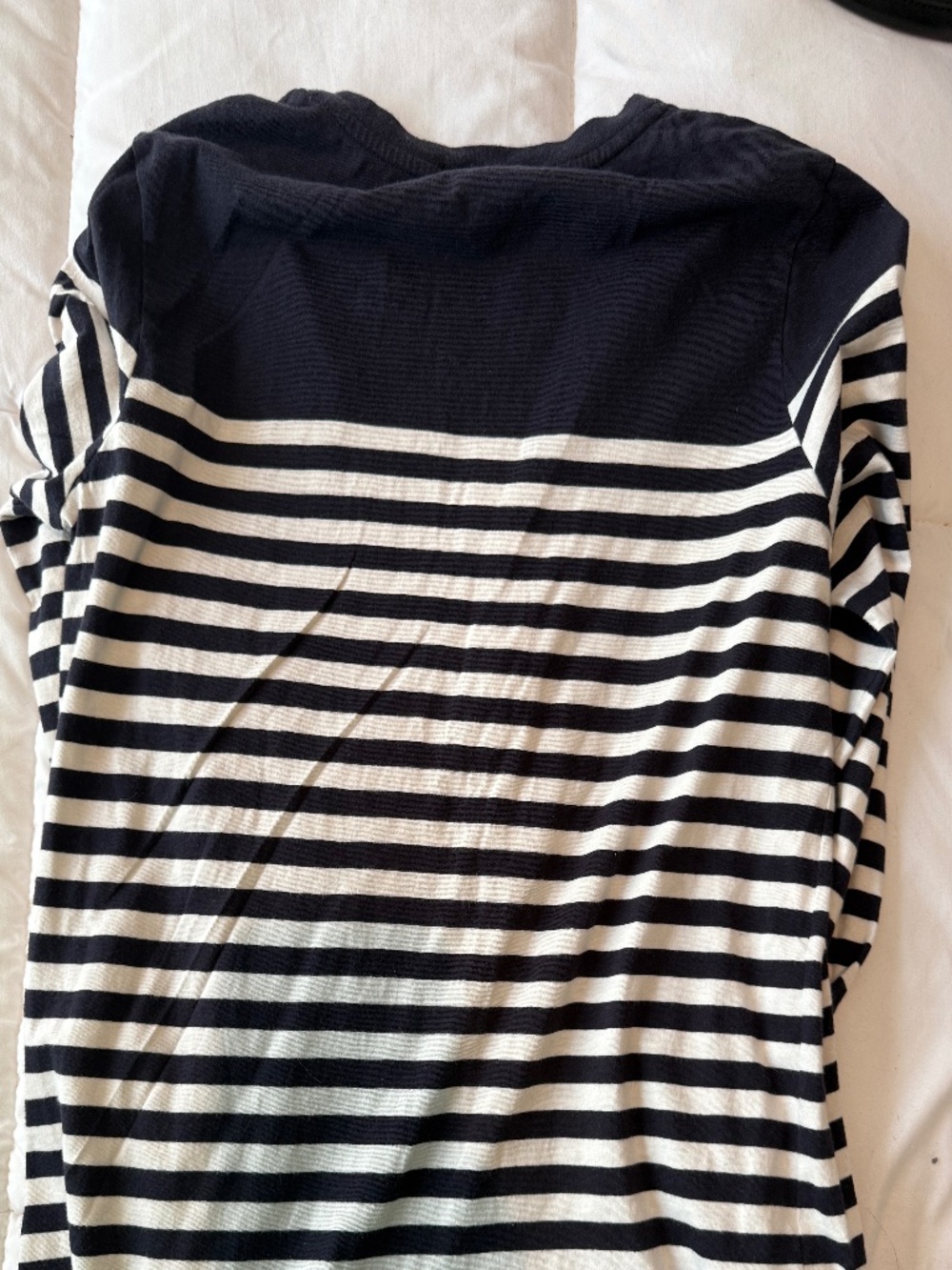 Lacoste Navy & White Striped Henley Top Size 38 | French Coastal Nautical Chic - Picture 3 of 6